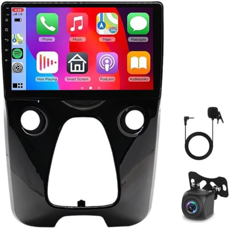 Dubbel Din radio för Peugeot 108 2014-2021, för Toyota Aygo B40 huvudenhet med skärm Bluetooth,10 tum IPS-pekskärm bilradio med trådlös Carplay Android Auto Navi WiFi backkamera FM/RDS 2+32G
