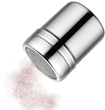 Generisk pulverströare i rostfritt stål, pulverströare med lock, pulversprejflaska av rostfritt stål, 3 produktstorlekar för mjöl, socker, salt, kryddor och kakaoströare