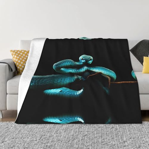 POEZJZW Blue Snake Pattern Fashion Flannel Bed Blanket Cozy Blanket Soft And Warm Sofa Bedroom Blanket 40X30