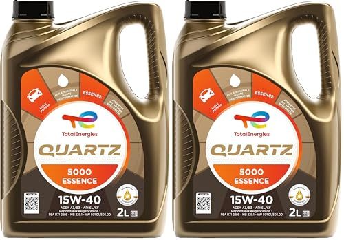 TotalEnergies Quartz 5000 essence 15W-40, Huile moteur, 2 litres (Lot de 2)