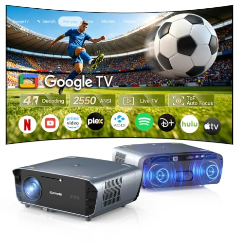 4K Projector Google TV 2550 ANSI Lumen Daytime Home Theater for Bright Room