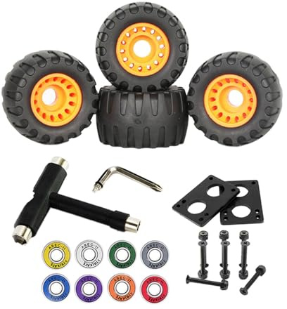 wisoolkic Juego de Ruedas para patineta de 76 mm, Ejes y Almohadillas Elevadoras para patineta de Alto Rendimiento, Ruedas, Soporte para Tabla, de Carretera, rodamientos para de,