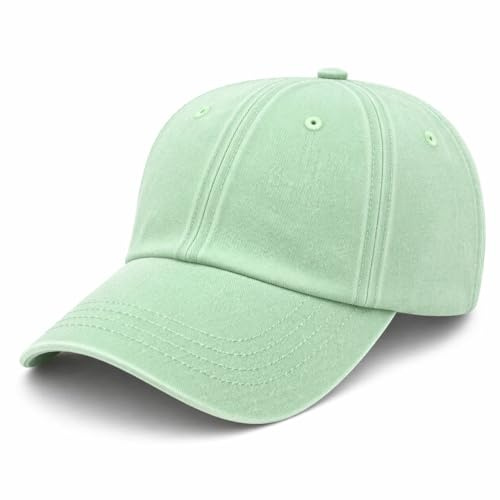 GM Apparel Stonewashed Distressed Baseball Cap for Men Women Vintage Washed Cotton Adjustable Dad Hat Unisex Casual Outdoor (UK, Alpha, One Size, Mint)
