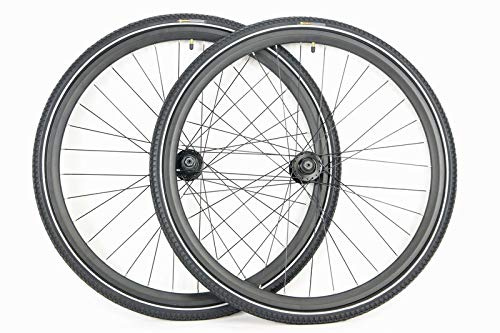 700c Disc Brake Rim Brake Road Touring Bike Wheel Set 7 Speed Only 700 x 38 Kwick Cosmos Tires and Tubes