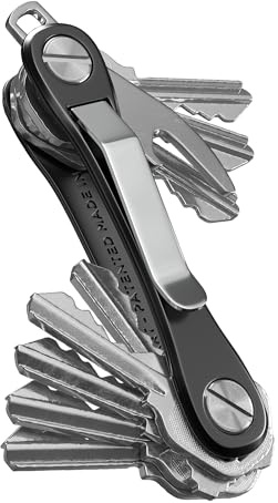 KeySmart Rugged - Multifunktions-Schlüsselhalter, Schlüsselorganisator mit Flaschenöffner und Taschenclip (bis zu 14 Schlüssel, Schwarz)