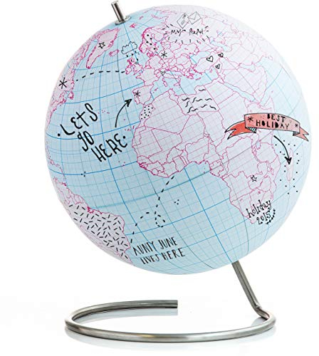 Suck UK Large Original Desktop Journal Globe | Large | Educational World MAP | Travel Accessories | Adventure & Memories Display | Space to Doodle | 30cm