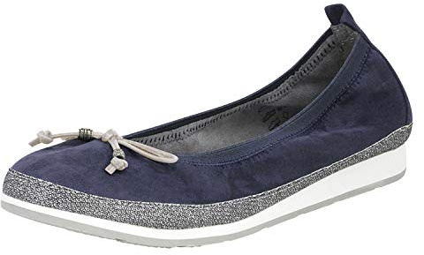Fitters Footwear That Fits Damer Ballerina Celine mikrofiber komfort ballerina med rosett midja extra stor (EU,), - Mörkblå - 44 EU