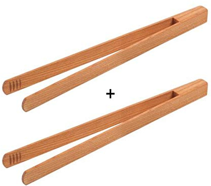 Gravidus 2er Set Kirschholz Grillzange 30 cm - Robuste Küchenzange für Grill & Küche