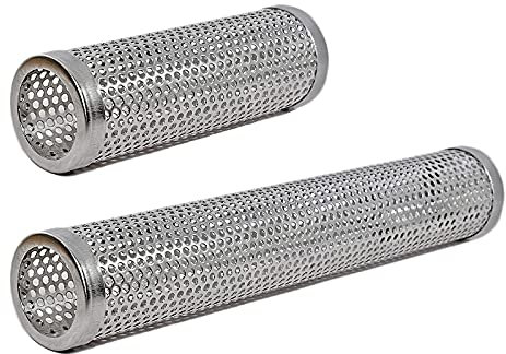 2 Piezas Generador de Humo Frío para Ahumar 6+12, Tubo Ahumador de Alimentos BBQ, Ahumador Barbacoa Carbon Para Parrillas, Generador de Ahumador de Tubo de Pellets de Acero Inoxidable (Ronda)