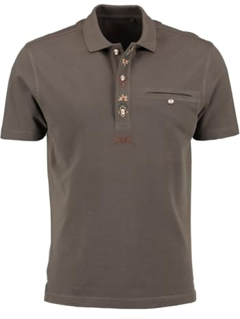OS Trachten Herren Poloshirt Kurzarm Jagdshirt mit Polokragen Esoqo, Größe:M, Farbe:dunkelgrün