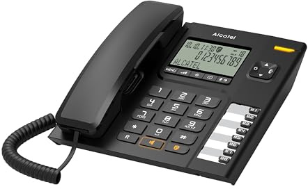 ALCATEL T78 - Corded Phone - Large Screen - Handsfree - Call Block - Illuminated Incoming Call Indicator - Redial Button - 8 Direct Memory Keys - Black