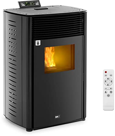 MSW MSW-PLT-13 Pelletofen 13 kW für 50-325 m³ 5 Stufen Timer Pellet-Kaminofen Pelletkamin Pelletofen modern Pelletofen ohne Gebläse