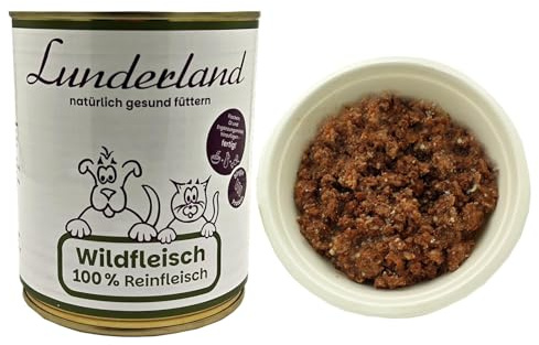 Lunderland konserverat kött-viltkött 2 x 800 g (insg. 1,6 kg) hundfoder våtfoder foderfoder för hundar