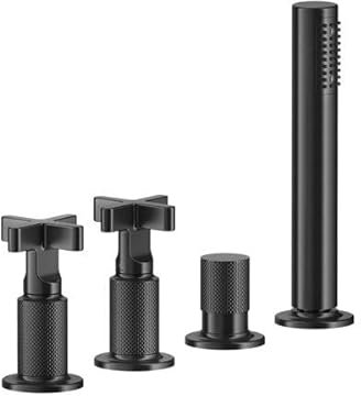 Gessi Inciso+ 2-Kreuz-Griff-4-Loch-Wannenrand-Armatur, separater automatischen Umsteller für Wanneneinlauf, 58143, Farbe: Bronze Antik