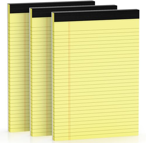 DORFAS Lot de 3 blocs-notes lignés 21,6 x 29,8 cm, papier jaune canany 9,5 kg, bloc-notes jaune, 30 feuilles par bloc-notes