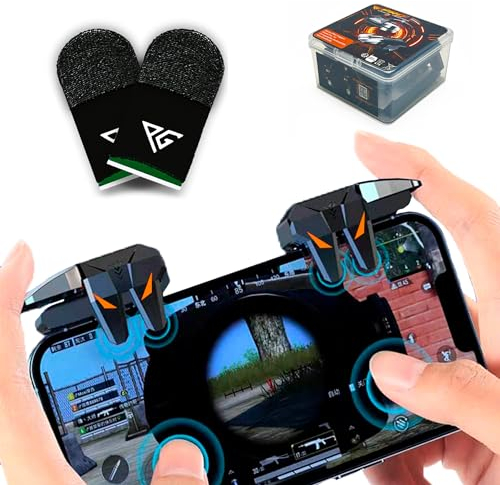 Progameplays Phone Triggers Gaming 4 – L1 L2 R1 R2 Mobile Controller for PUBG Mobile, COD 4-Finger Triggers for Fast Aim & Shooting – No Lag Shooter Accessory for iPhone & Android Smartphones (PRO-T2)