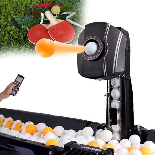 smafoseedding Robot De Ping Pong con 36 Bolas Giratorias Diferentes,Máquina Automática De Tenis De Mesa,con Botones Separados De Ajuste De Fuerza/Velocidad De 7 Engranajes, Fácil De Limpiar