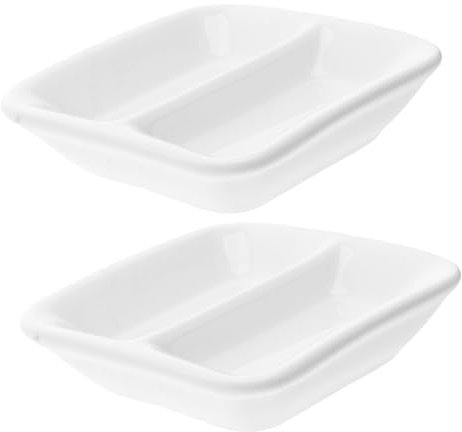 COLLBATH 2pezzi Piatti Per Antipasti in Bianca Da Scomparti Per Salse Snack e Spezie Per Intingoli e Condimenti