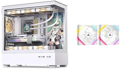 Computer Case 270° Tempered Glass Mid-Tower Case - Compatible With M-ATX/ITX Motherboard - 9 Fan Positions - Supports Water Cooling - Support Back Insertion Of Motherboard(White,9 fans)