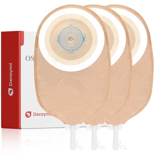 DERAYMI 30 bolsas de urostomía, bolsas vaciables, accesorios de estoma de una pieza, 15 – 45 mm, se pueden cortar, prevención de reflujo para colostomía, ileostomía, cuidado de ostomía