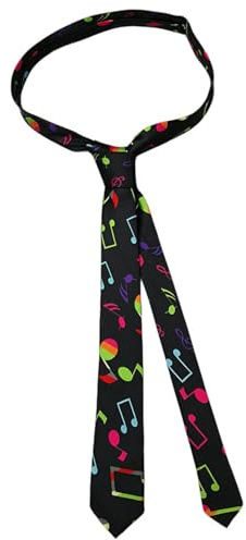 TPZORJX Cravatta nera da uomo, cravatta con note musicali, cravatte regolabili con chiusura lampo, cravatta da uomo, elegante per concerti, opera, eventi festivi