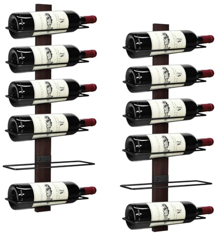AGJIDSO Portabottiglie da Parete per 12 Bottiglie - Verticale, Montaggio a Parete in Legno Massello - Da Appendere ad Angolo per Bottiglie di Vino, Cucina, Bar
