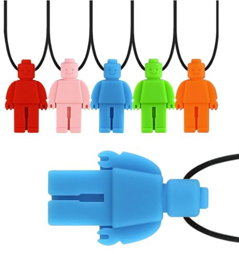 FITULABO Lot de 5 colliers sensoriels à mâcher en silicone pour soulager l'anxiété, soutien moteur oral pour enfants autistes, TDAH et SPD