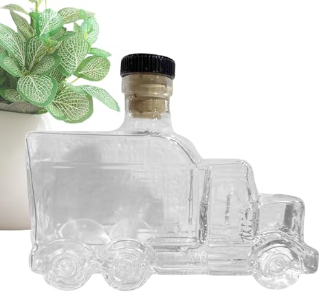 Caraffa per Whisky – Contenitore per alcolici in da 375 ml con tappo, vernice aerosol dal design elegante a mezzo camion, soluzione di archiviazione 'ornamenti | Home Bar Feste Matrimoni