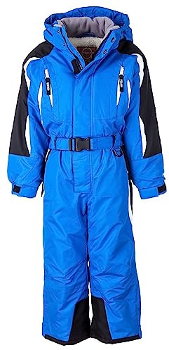 Golder Kinder Skianzug Jungen mit Kapuze Winddichter Schneeoverall Mädchen Wasserdichter Schneeanzug (BLUE, 128-134)