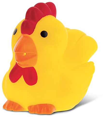 DolliBu Rooster Bath Buddy Squirter - Floating Yellow Chicken Rubber Bath Toy, Fun Water Squirting Bathtime Play For Toddlers, Cute Farm Barn Animal Toy For The Bathtub, Beach, & Pool for Girls & Boys