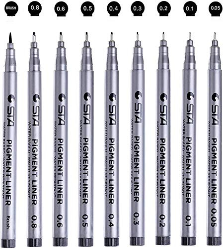 CHUKCHI Black Micro-Pen Fineliner Tintenstifte Wasserdichte Archivtinte Fine Point Micro Pens zum Skizzieren, Anime, Manga, Comic, Künstlerillustration, Technische Zeichnung-Set mit 9 Stück