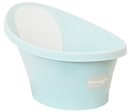 Shnuggle - Bañera para bebé de hasta 12 meses con tapón en la parte inferior, azul agua con respaldo blanco, 1,2 kg