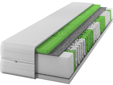 IZER Matratze 120x200 H2 /H3 24cm, 7-Zonen, Taschenfedern, Steppbezug, Federkern, Massageschaum