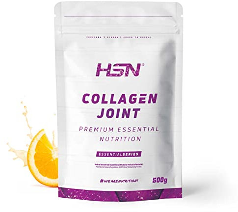 HSN Colágeno Salud Articular | Naranja 500g | Glucosamina, Condroitina, MSM, Cúrcuma, Boswellia Serrata, Pimienta Negra, Vitaminas y Minerales | No Incluye Dosificador | No-GMO, Sin Gluten