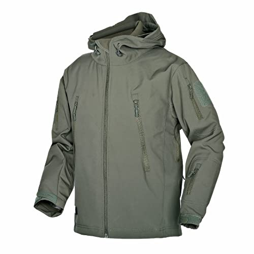 Kelmon Uomo Tattico Softshell Giacca Multifunzionale Outdoor Camouflage Militare Pile Fodera Impermeabile Antivento Calda Cappuccio Cappotto