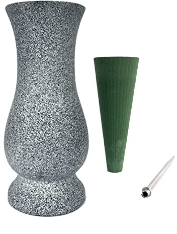 In Ground Headstones for Grave Decorations Memorials for Cemetery Vases for Flowers with Spikes (Floral Foam is Included)