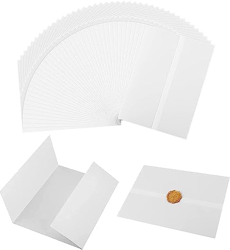 NICKLIN 38pcs Vellum Jackets 5x7 Inch Vellum Paper for Invitations Prefolded Translucent Vellum Wrap Jackets for Wedding Birthday Housewarming Party Baby Shower Invitation Gift Holiday Card - White