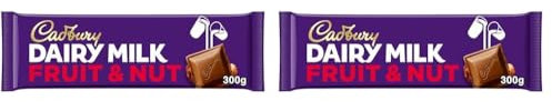 Cadbury Dairy Milk Fruit & Nut Chocolate Bar, The Classic Creamy Taste, Perfect for Sharing, 300 g (Pack of 2)