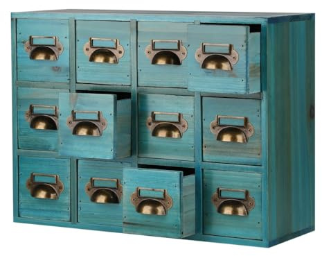 Apothecary Drawers Apothecary Cabinet with Drawers Card Catalog Cabinet Wooden Card Catalog Wooden Storage Box for Desktop Organizer (Blue12)