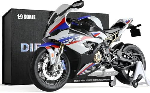 Risopen 1:9 motorcykelmodell kompatibel med BMW S1000RR metall gjuten motorcykel modell ingen montering krävs mini färdig moto-present till vuxna (vit)