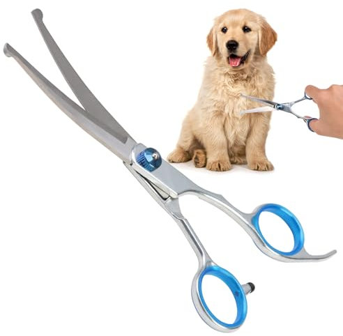 Tijeras de aseo para perros y gatos, tijeras curvas profesionales con punta redonda de seguridad para animales, tijeras curvadas de acero inoxidable para cara, patas, cuerpo, otros animales
