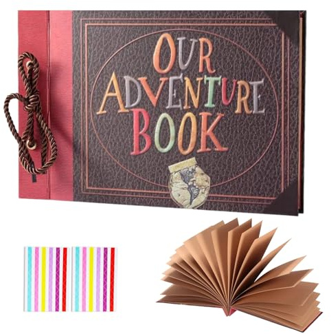 Senshuomy Kraft Paper Scrapbook Photo Album, 40 Pages, 26 x 18 cm, Brown Memory Book for Wedding, Travel, Drawing, Special Events, Hardcover with 250gsm Paper (New)