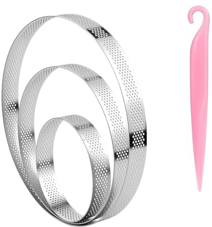Juego de 3 anillos redondos para tartas, el diámetro es de 10/15/20 cm, anillos para tartas de acero inoxidable, 2 cm de alto, para pasteles, tartas de mousse, magdalenas