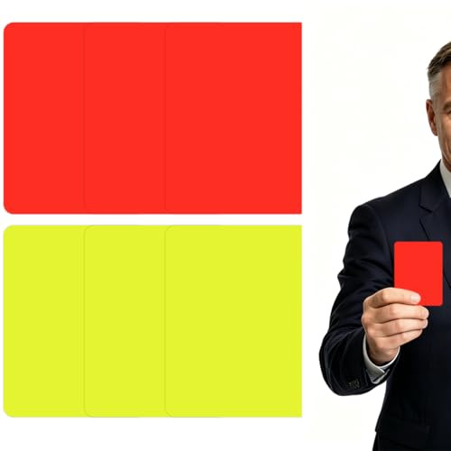 RAVNIX 6 Pezzi Cartellini Arbitro Calcio Set (3 Rossi, 3 Gialli), Kit Professionale robusto per decisioni chiare, Essenziali per allenamento, gare ufficiali e gioco leale