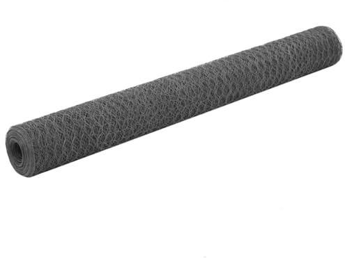 vidaXL Hönsnät stål med PVC-beläggning 25x1,2 m grå