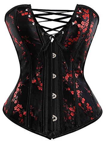 Grebrafan Corset Gotico Mujer Nupcial Corsé Fiesta Talla Grande (EU(38-40) XL, Negro)