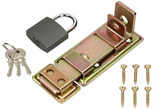 KOTARBAU® Schlossriegel 130 mm Gerade + Solides Vorhängeschloss Gelb Verzinkt Universal