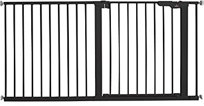 BabyDan Premier, Extra breit Ohne bohren Treppenschutzgitter, 145,5-151,7 cm, Babygitter/Sicherheitsgitter, Metall, Schwarz, Hergestellt in Dänemark - (Haustiergitter/Hundegitter)