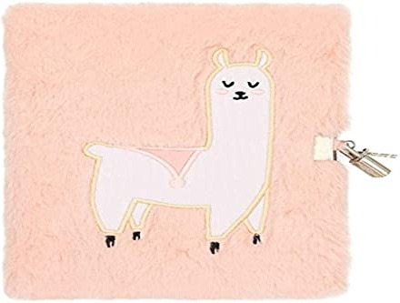 DRAEGER Paris - Journal Intime Peluche Lama - Fausse fourure Chouette Noire - Journal avec Cadenas et clés pour Ses Secrets - Idée Cadeau pour Enfant, pour sa Fille