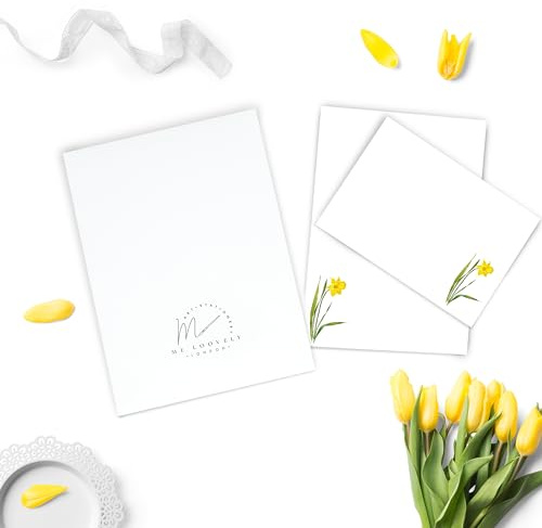 Me Loovely Yellow Daffodil Letter Writing Paper and Envelopes Sets A5 Size Letters Papers Stationery Supplies | (Multipack of 10 with Gift Envelope)